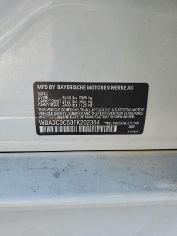 WBA3C3C53FK202354 - 2015 BMW 320 I XDRIVE WHITE photo 12