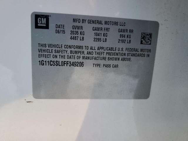 1G11C5SL0FF349206 - 2015 CHEVROLET MALIBU 1LT WHITE photo 12