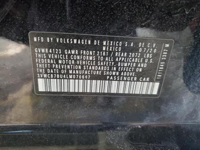 3VWCB7BU4LM070647 - 2020 VOLKSWAGEN JETTA S 黑色 照片 13