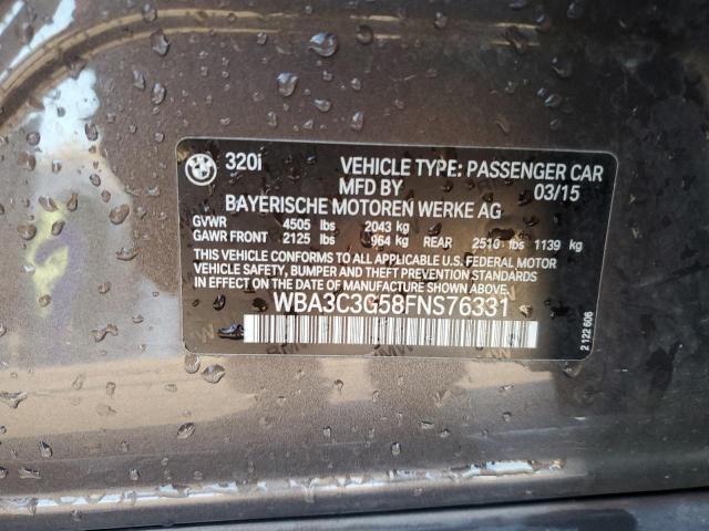 WBA3C3G58FNS76331 - 2015 BMW 320 I XDRIVE BROWN photo 12