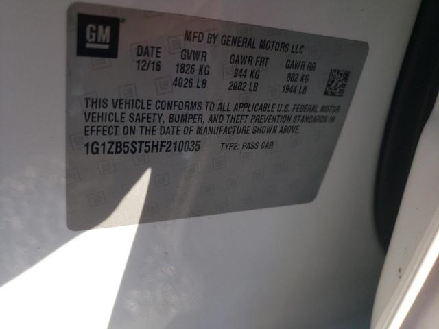 1G1ZB5ST5HF210035 - 2017 CHEVROLET MALIBU LS Черный фото 12