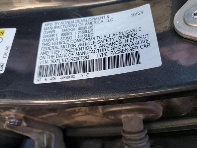 19XFL1H72RE007383 - 2024 HONDA CIVIC EXL GRAY photo 12