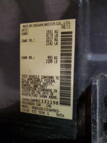 1N4AL2AP4CC131198 - 2012 NISSAN ALTIMA BASE GRAY photo 12