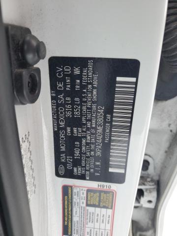 3KPA24AD9ME380542 - 2021 KIA RIO LX WHITE photo 12