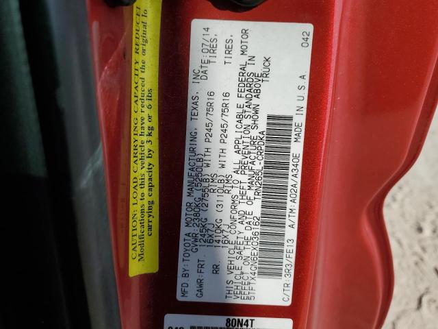 5TFTX4GN6EX036162 - 2014 TOYOTA TACOMA PRERUNNER ACCESS CAB RED photo 12