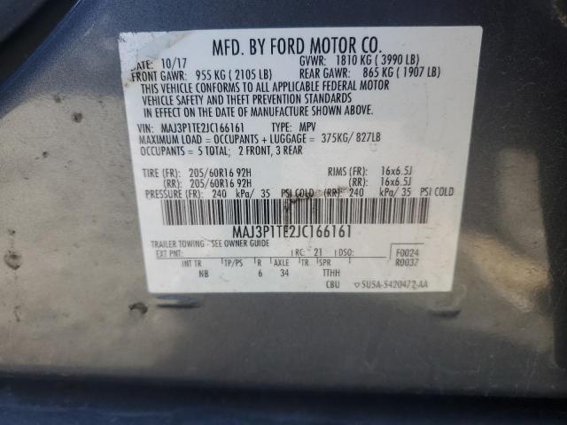 MAJ3P1TE2JC166161 - 2018 FORD ECOSPORT SE ნაცრისფერი ფოტო 12