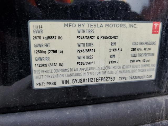 5YJSA1H21EFP62750 - 2014 TESLA MODEL S BLACK photo 12