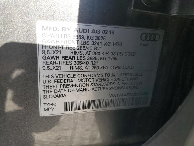 WA1VAAF72JD031851 - 2018 AUDI Q7 PRESTIGE 灰色 照片 13
