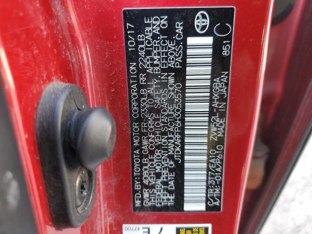 JTDKARFP6H3053570 - 2017 TOYOTA PRIUS PRIM წითელი ფოტო 13