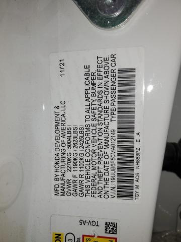 19UUB6F50MA012149 - 2021 ACURA TLX TECH A WHITE photo 12