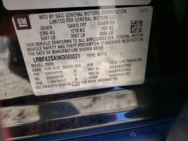 LRBFX2SA9KD000371 - 2019 BUICK ENVISION ESSENCE Սև լուսանկար 14