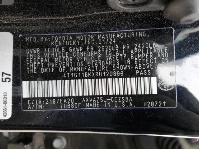 4T1G11BKXRU120809 - 2024 TOYOTA CAMRY SE NIGHT SHADE BLACK photo 12