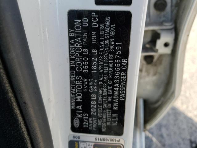 KNADM4A33G6667591 - 2016 KIA RIO LX WHITE photo 12