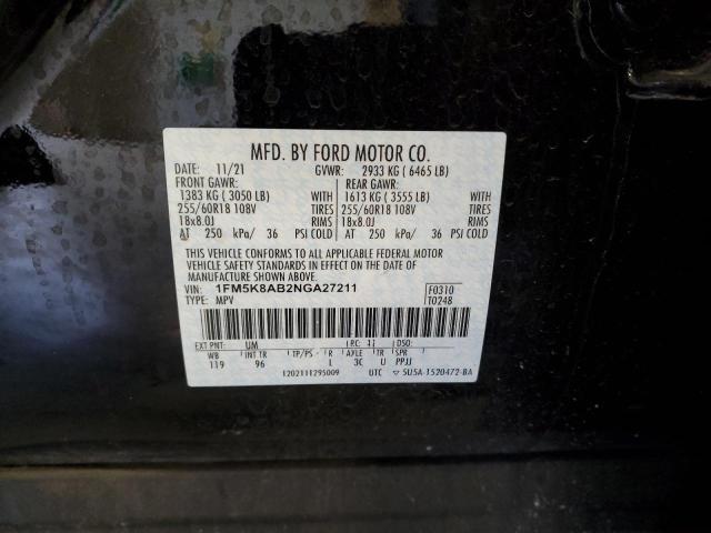 1FM5K8AB2NGA27211 - 2022 FORD EXPLORER POLICE INTERCEPTOR 黑色 照片 13