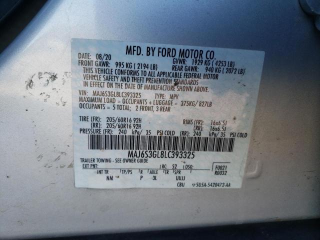 MAJ6S3GL8LC393325 - 2020 FORD ECOSPORT SE 银色 照片 14