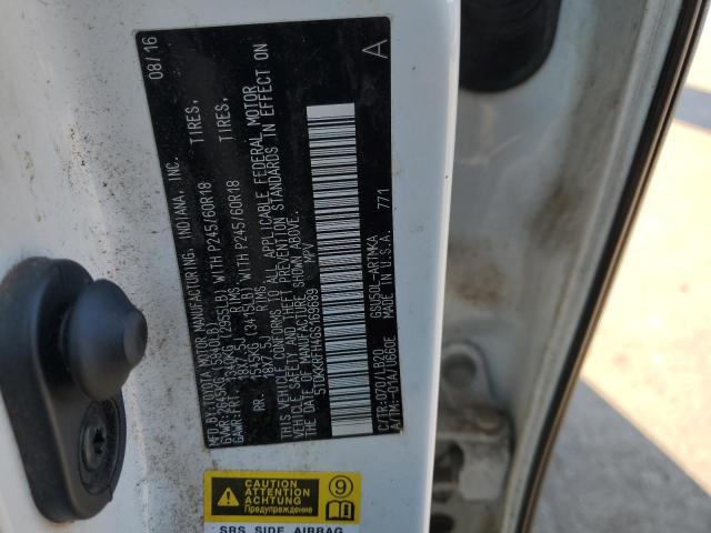 5TDKKRFH4GS169689 - 2016 TOYOTA HIGHLANDER XLE 白色 照片 13