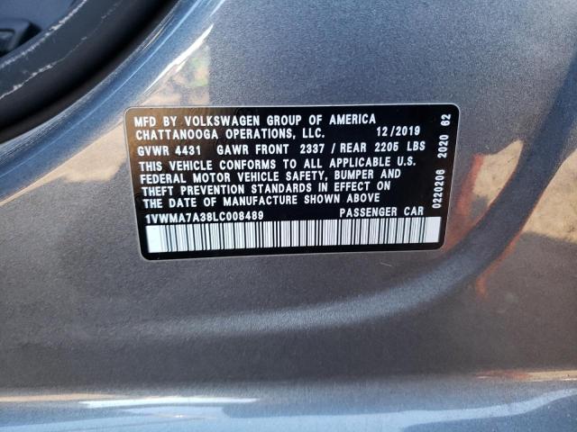 1VWMA7A38LC008489 - 2020 VOLKSWAGEN PASSAT R-LINE Grau Foto 12