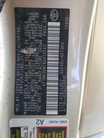 4T1BK3DB7BU402542 - 2011 TOYOTA AVALON BASE 棕色 照片 13