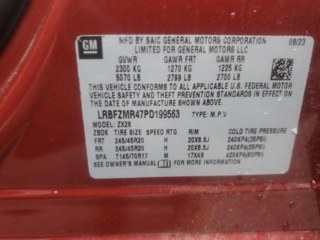 LRBFZMR47PD199563 - 2023 BUICK ENVISION PREFERRED წითელი ფოტო 12