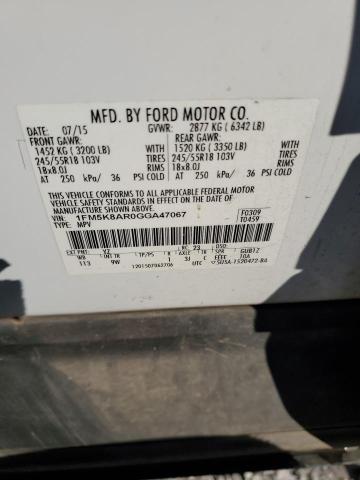 1FM5K8AR0GGA47067 - 2016 FORD EXPLORER POLICE INTERCEPTOR 白色 照片 13