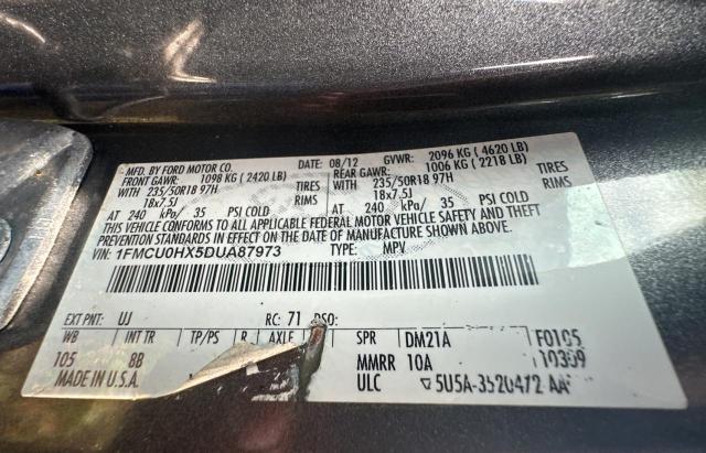 1FMCU0HX5DUA87973 - 2013 FORD ESCAPE SEL GRAY photo 10