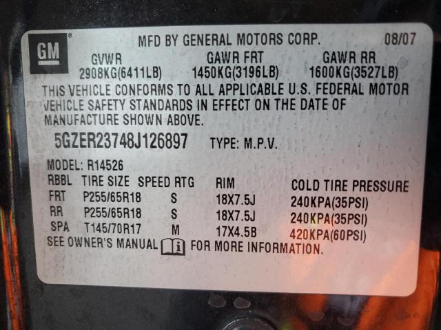 5GZER23748J126897 - 2008 SATURN OUTLOOK XR გრაფიტი ფოტო 13