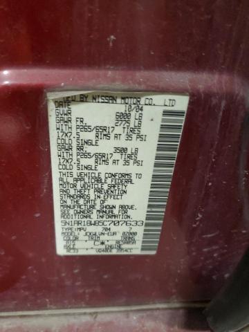 5N1AR18W85C707633 - 2005 NISSAN PATHFINDER LE ბურგუნდია ფოტო 12