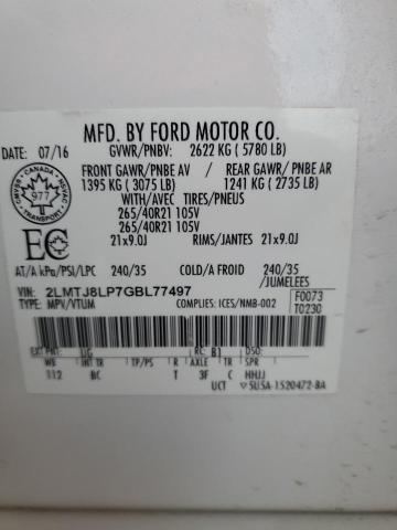 2LMTJ8LP7GBL77497 - 2016 LINCOLN MKX RESERVE WHITE photo 14