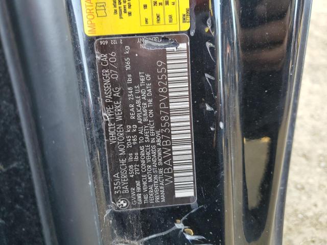 WBAWB73587PV82559 - 2007 BMW 3 SERIES I შავი ფოტო 12