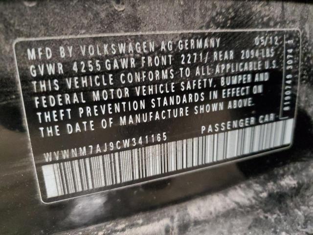 WVWNM7AJ9CW341165 - 2012 VOLKSWAGEN GOLF შავი ფოტო 12