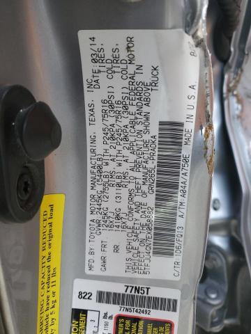 5TFJU4GN7EX058882 - 2014 TOYOTA TACOMA DOUBLE CAB PRERUNNER SILVER photo 12