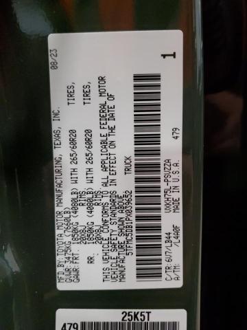 5TFMC5DB1PX039652 - 2023 TOYOTA TUNDRA CREWMAX PLATINUM მწვანე ფოტო 13