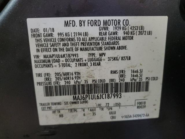 MAJ6P1UL6JC187993 - 2018 FORD ECOSPORT SE ლურჯი ფოტო 14