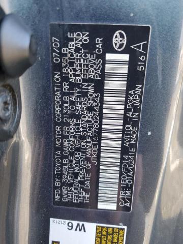 JTKDE167780244343 - 2008 TOYOTA SCION TC გრაფიტი ფოტო 12