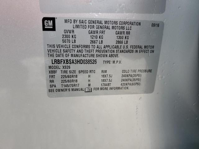 LRBFXBSA3HD038526 - 2017 BUICK ENVISION ESSENCE ვერცხლისფერი ფოტო 14