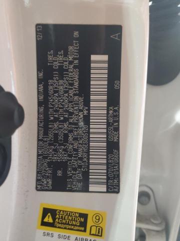 5TDJKRFH5ES005120 - 2014 TOYOTA HIGHLANDER XLE WHITE photo 13