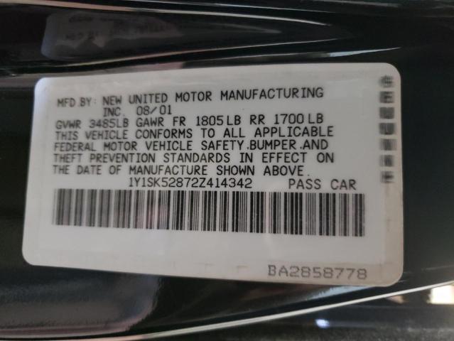 1Y1SK52872Z414342 - 2002 CHEVROLET GEO PRIZM BASE CHARCOAL photo 12
