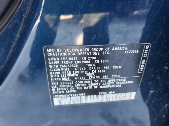 1V2MR2CA7KC617953 - 2019 VOLKSWAGEN ATLAS SEL BLUE photo 13