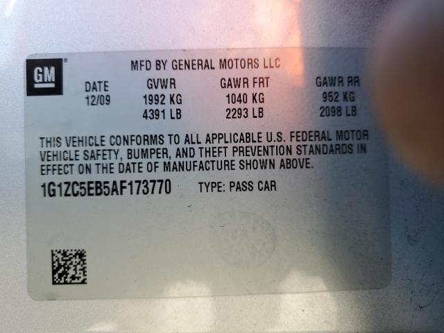 1G1ZC5EB5AF173770 - 2010 CHEVROLET MALIBU 1LT SILVER photo 12