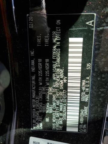 5TDGZRAH3LS010777 - 2020 TOYOTA HIGHLANDER XLE BLACK photo 13