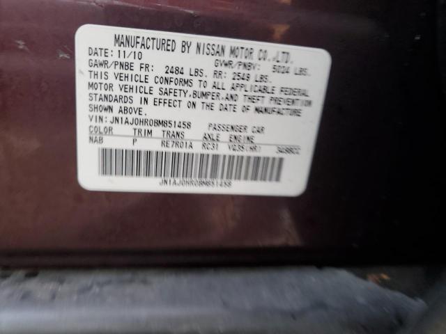 JN1AJ0HR0BM851458 - 2011 INFINITI EX35 BASE 勃艮第红 照片 12