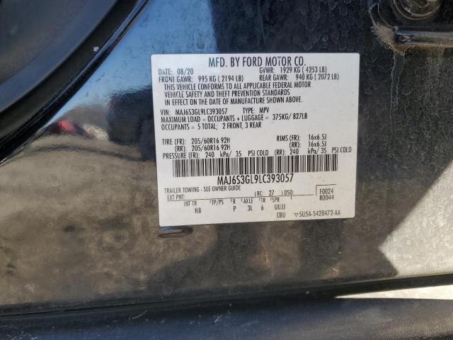 MAJ6S3GL9LC393057 - 2020 FORD ECOSPORT SE შავი ფოტო 12