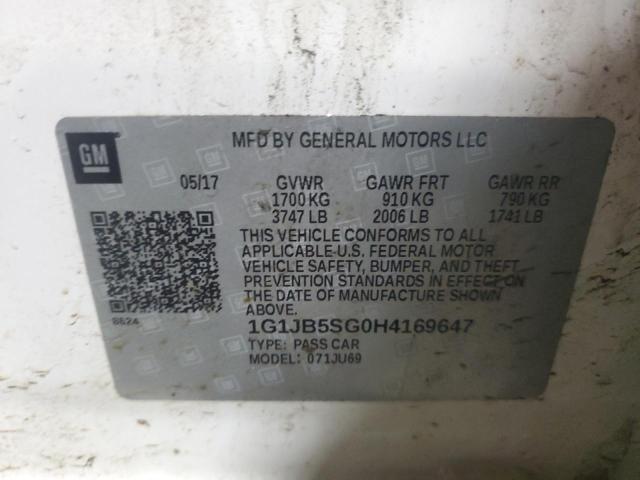 1G1JB5SG0H4169647 - 2017 CHEVROLET SONIC LS WHITE photo 12