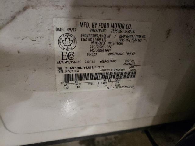 2LMPJ8LR4JBL11211 - 2018 LINCOLN MKX RESERVE Սպիտակ լուսանկար 13