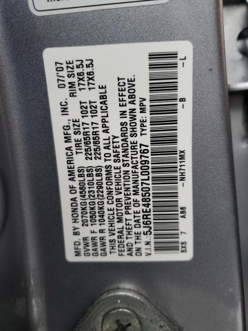 5J6RE48507L009767 - 2007 HONDA CR-V EX SILVER photo 13