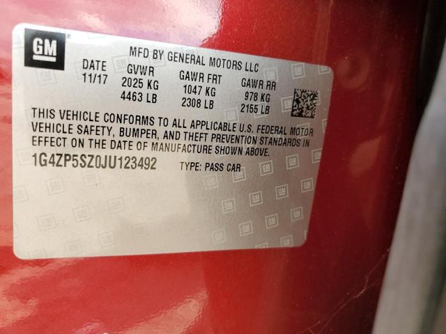 1G4ZP5SZ0JU123492 - 2018 BUICK LACROSSE ESSENCE RED photo 13