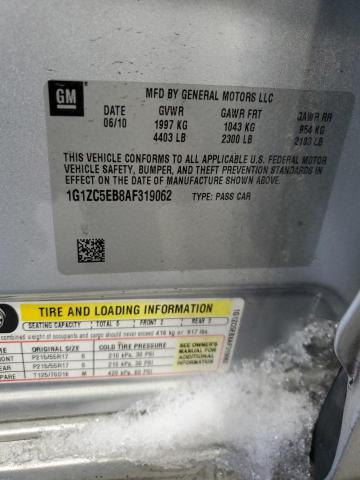 1G1ZC5EB8AF319062 - 2010 CHEVROLET MALIBU 1LT ვერცხლისფერი ფოტო 12