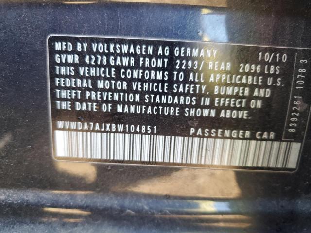WVWDA7AJXBW104851 - 2011 VOLKSWAGEN GOLF BLUE photo 12