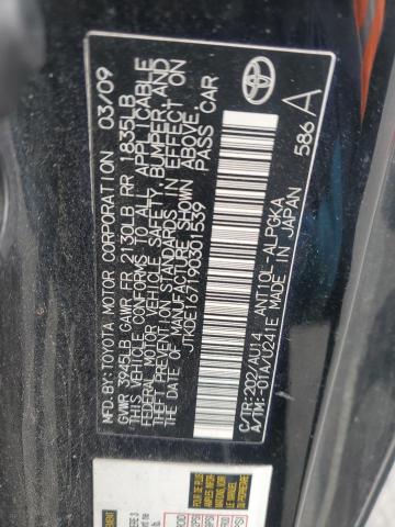 JTKDE167190301539 - 2009 TOYOTA SCION TC შავი ფოტო 12