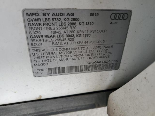 WA1C4AFY6L2015190 - 2020 AUDI SQ5 PRESTIGE WHITE photo 13
